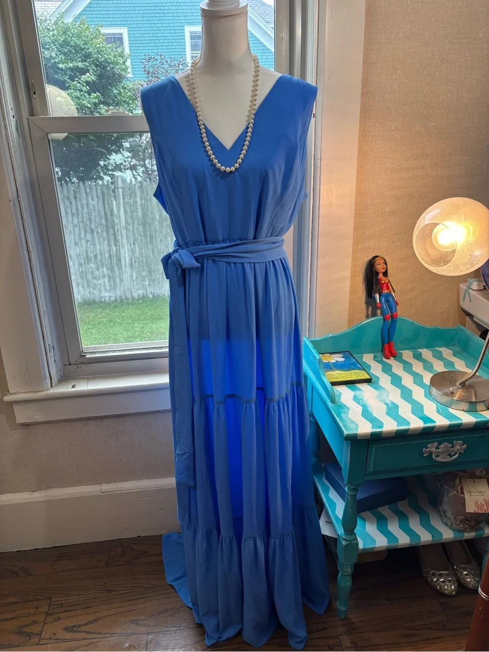 Lilly Pulitzer Cobalt Blue Sleeveless V-Neck Tiered Maxi Dress